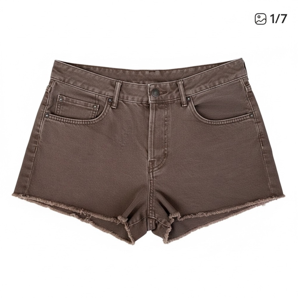 We The Free Brown High-Rise Denim Cutoff Shorts